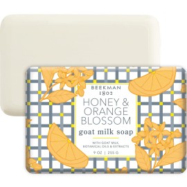 Beekman 1802 Goat Milk Body Soap Bar, Honey & Orange Blossom - Scented - 9 oz - Nourishes, Moisturizes & Hydrates - 100% Vegetable Soap with Lactic Acid - Good for Sensitive Skin - Cruelty Free