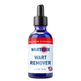 Liquid Wart Remover with 10% Salicylic Acid, Tea Tree & Cedar Leaf Oil - Max Strength Genital & Plantar Wart Treatment for Feet, Hands & Body - Made in USA - Freeze Off Alternative - 1 Fl Oz Dropper