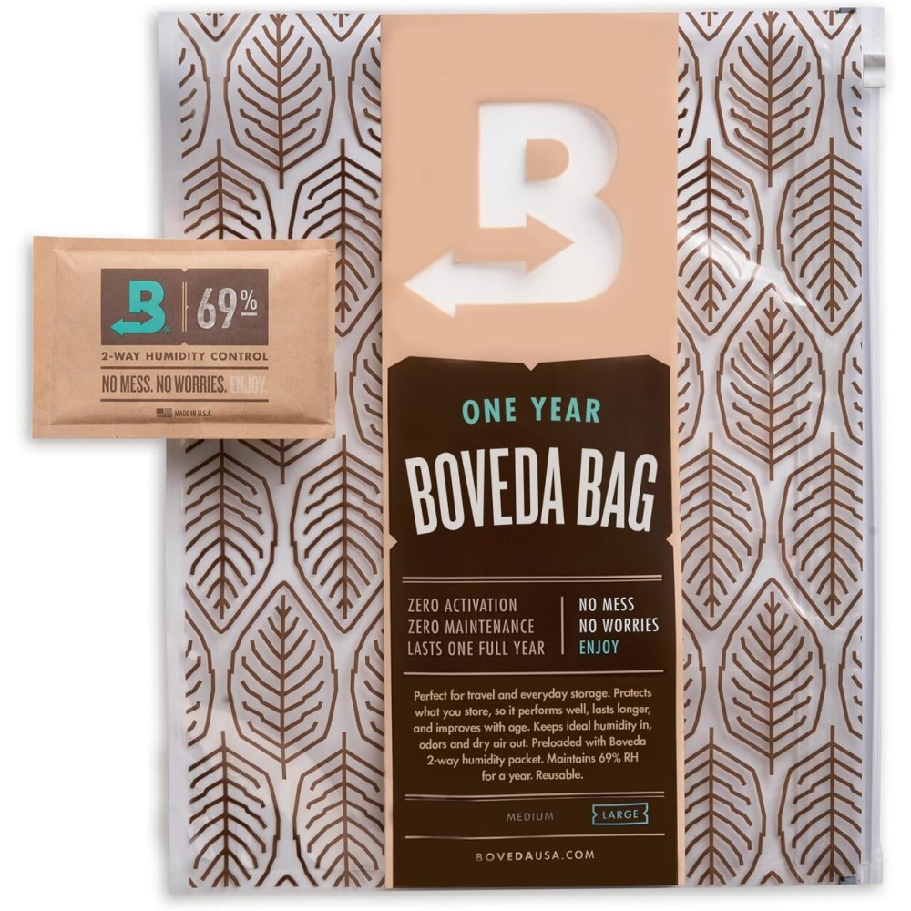 Boveda Portable Travel 2-Way Humidity Resealable Bag - Waterproof & Dustproof - Preloaded with 69% RH Pack - Patented Technology - Large Storage for 60-80 Items - 1 Count
