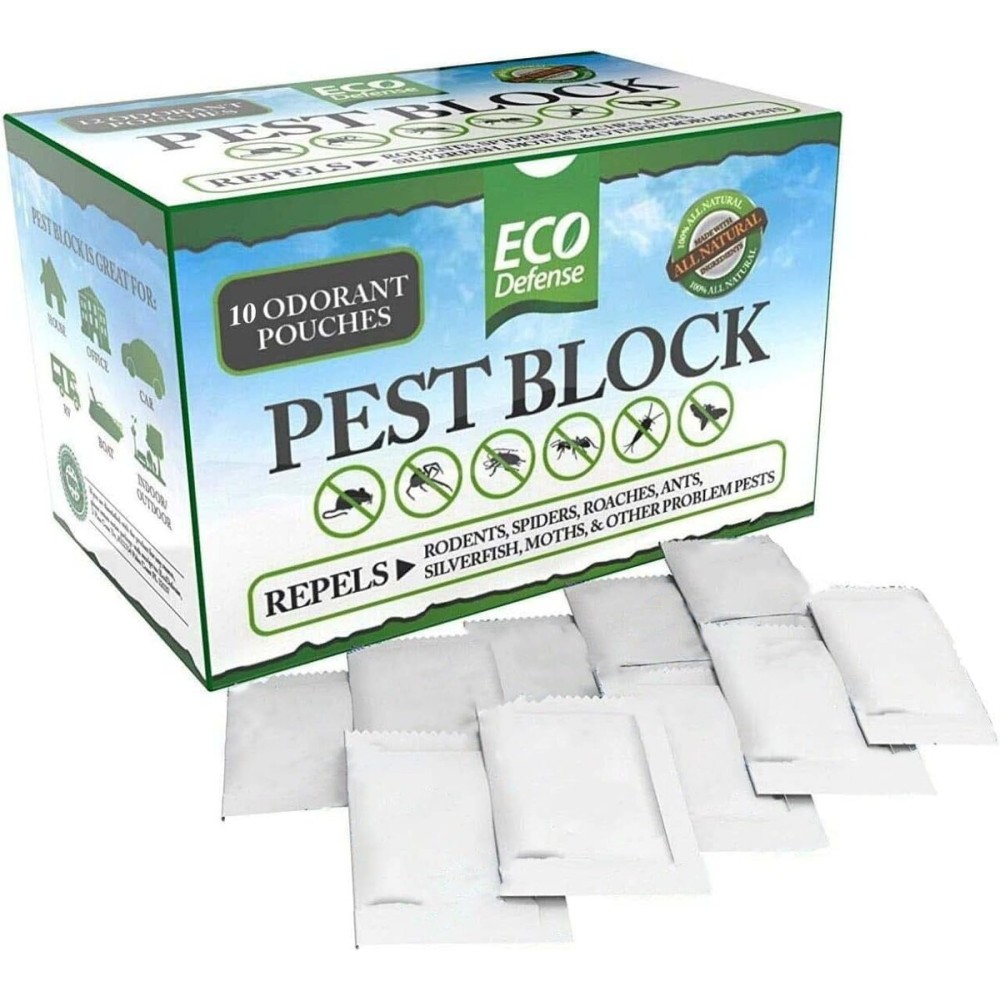 Eco Defense Pest Control Pouches - All Natural - Repels Rodents, Silverfish, Spiders, Roaches, Ants, Squirrels, & Other Pests