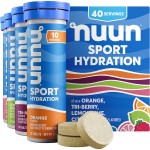 Nuun Sport Electrolyte Tablets with Magnesium, Calcium, Potassium, Chloride & Sodium, Gluten Free & Vegan, Mixed Flavors, 4 Pack (40 Servings Total)