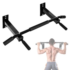 Yes4All Multifunctional Pull Up Bar Wall Mounted Capacity 300 Pounds - Black