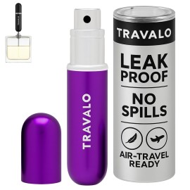 Travalo Classic HD Perfume Atomizer - Leak-Proof and TSA Approved for Air Travel - Reusable, Airtight, Easy-Fill Mini Pump Sprayer - Lightweight, Elegant Design w/Volume Window - Purple 0.17oz