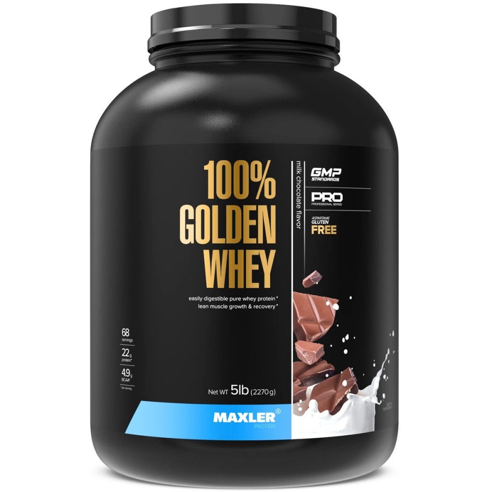 Maxler 100% Golden Whey Protein - 22g of Protein per Serving - Whey Protein Powder for Pre Post Workout - Fast-Absorbing Whey Concentrate, Isolate & Hydrolysate Blend - Milk Chocolate Protein 5 lb