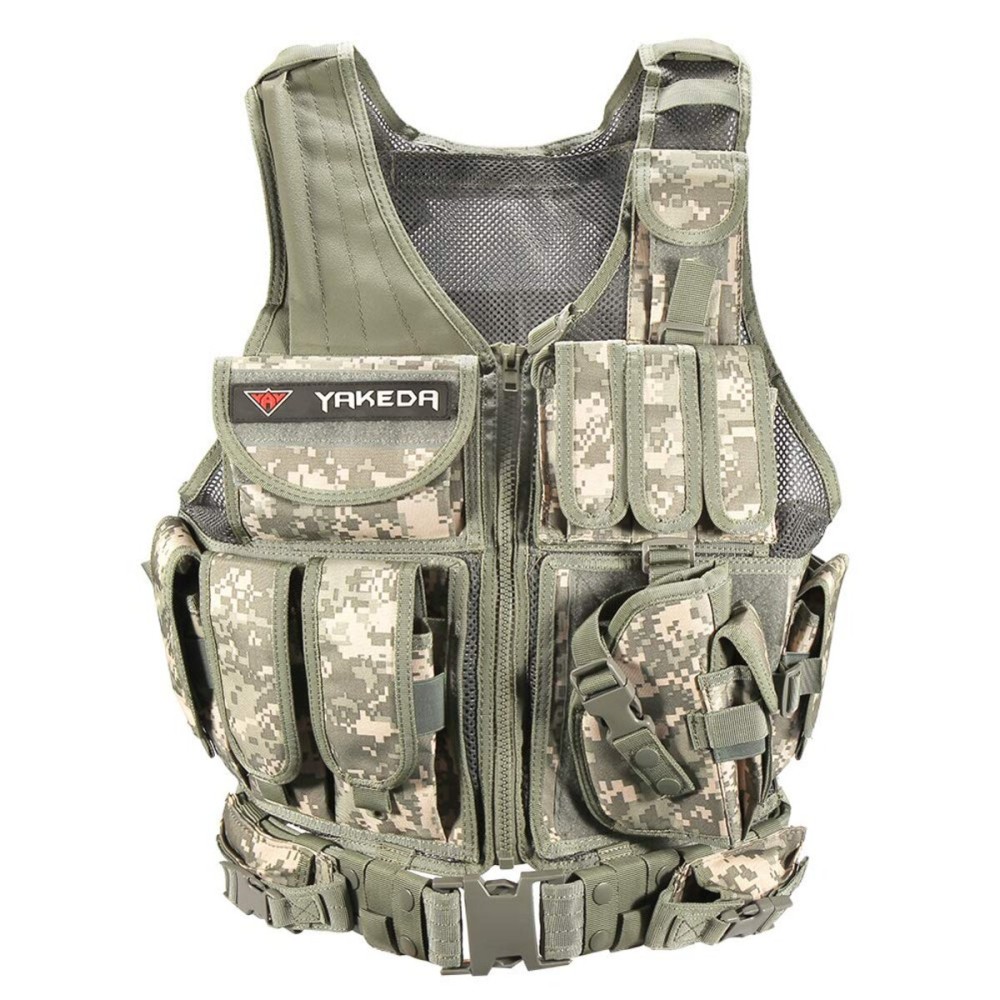 vAv YAKEDA Tactical Vest Outdoor Ultra-Light Breathable Training Airsoft Vest Adjustable for Adults (ACU Camou)
