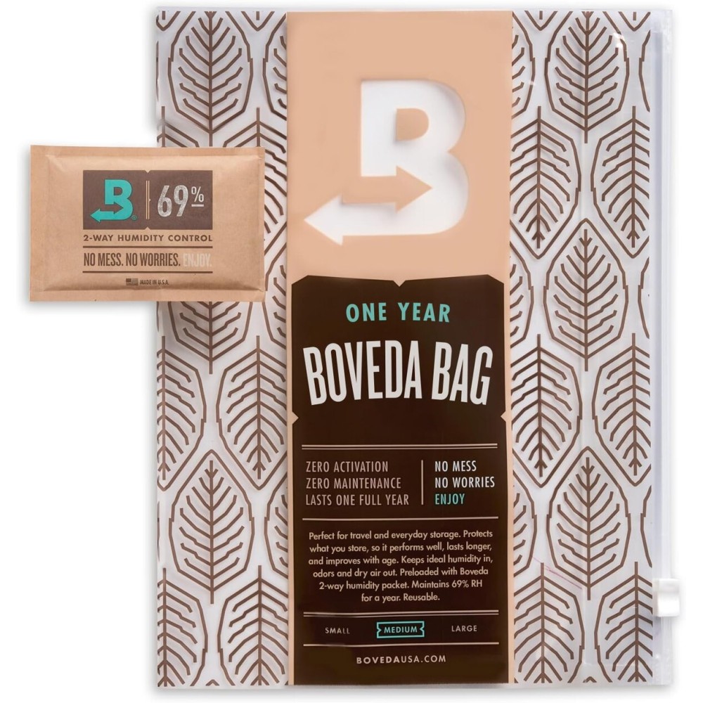Boveda Portable Travel 2-Way Humidity Resealable Bag - Waterproof & Dustproof - Preloaded with 69% RH Pack - Patented Technology - Medium Storage for 15 Items - 1 Count