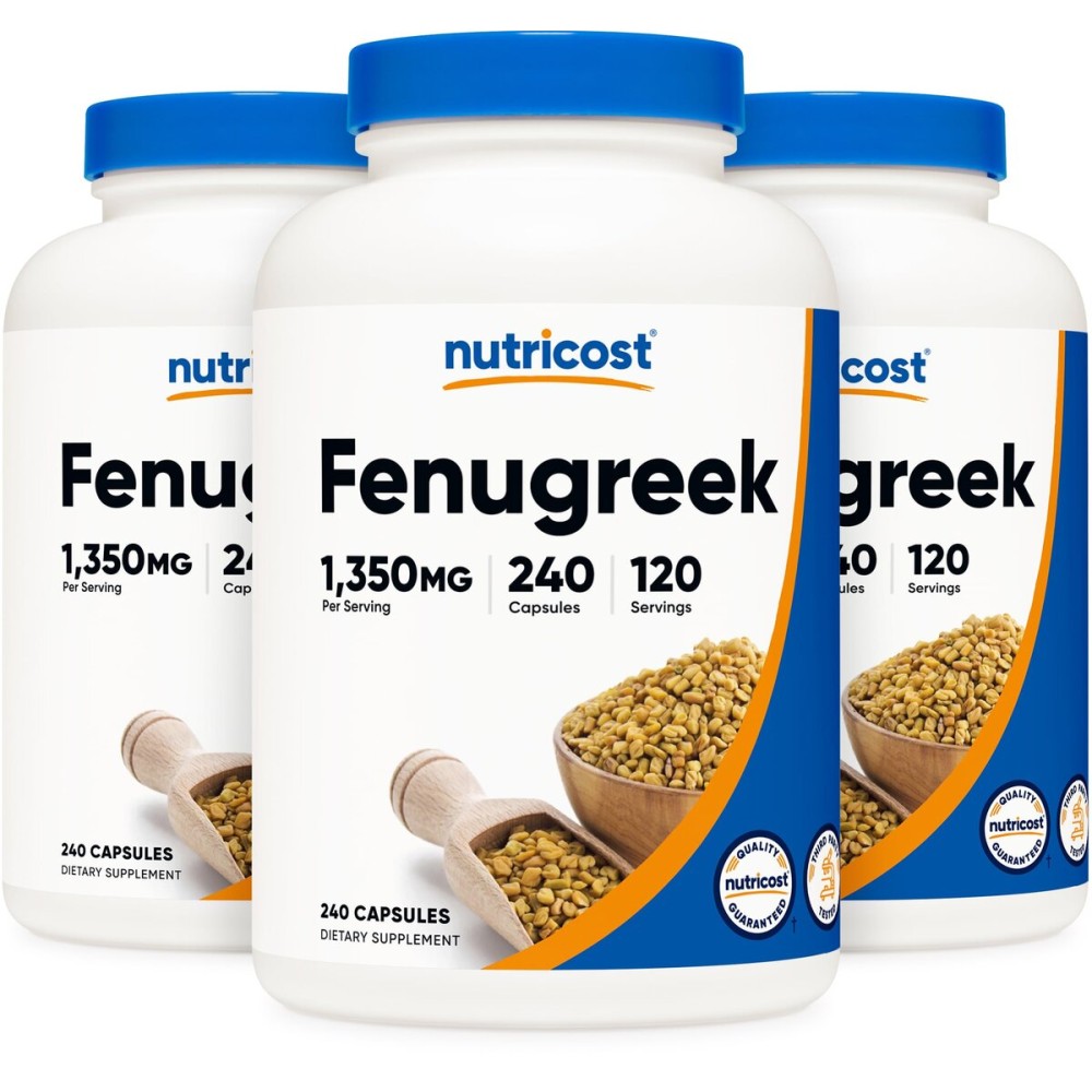 Nutricost Fenugreek Seed 1350mg, 240 Capsules (3 Bottles) - Gluten Free, Non-GMO