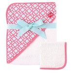 Hudson Baby Unisex Baby Cotton Hooded Towel and Washcloth, Lattice, One Size