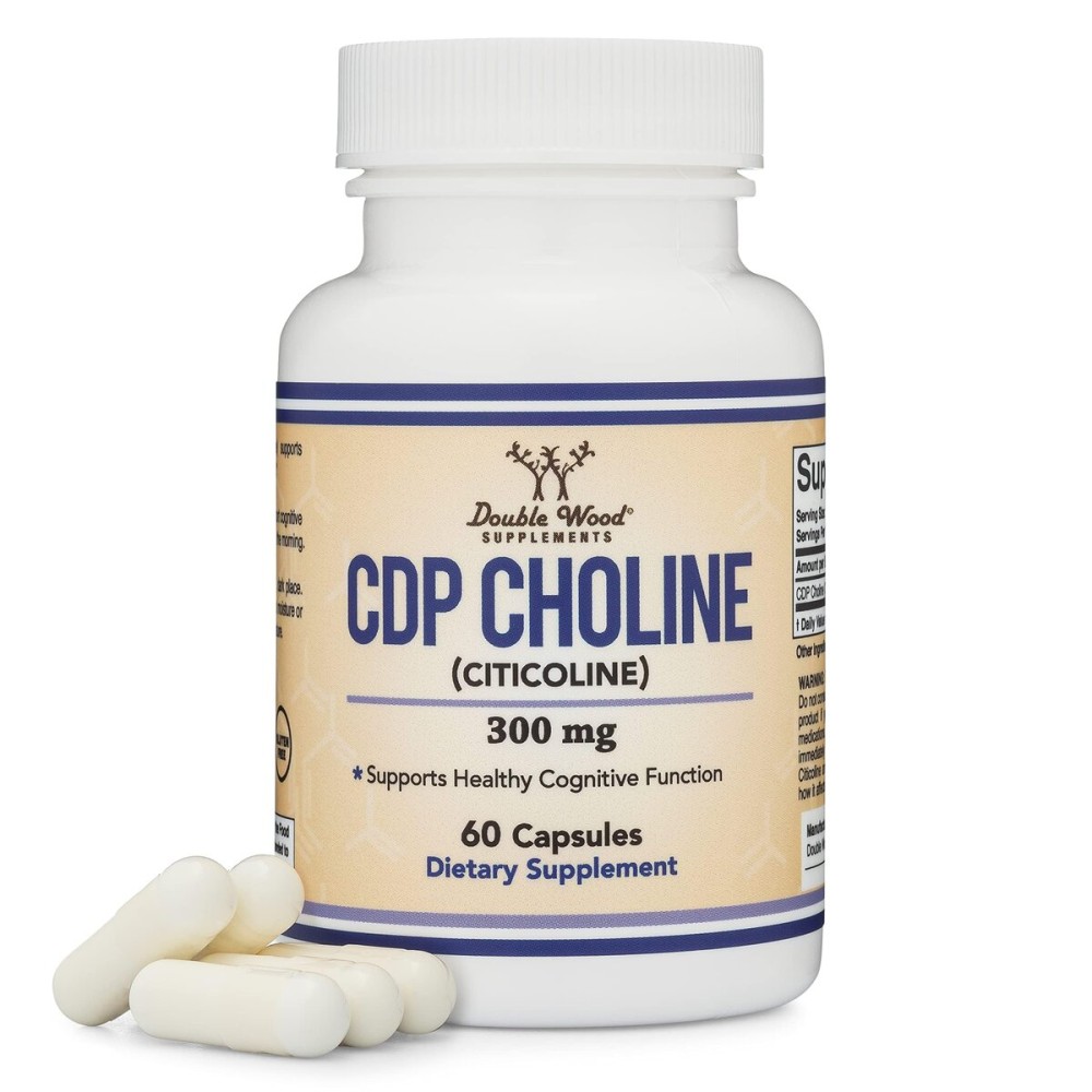 Double Wood Supplements CDP Choline (Citicoline) Supplement, Pharmaceutical Grade, Third Party Tested (60 Capsules 300mg)