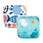 ALVABABY Swim Diapers Large Size 2pcs Pack Reuseable &Adjustable Baby BoyZDYK05-06
