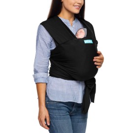 Moby Baby Wrap Carrier Evolution for Newborns to Toddlers (8-33lbs), Infant Sling Carrier, Lightweight & Hands Free Design, Adjustable for All Body Types, Baby Registry Gift (Black)