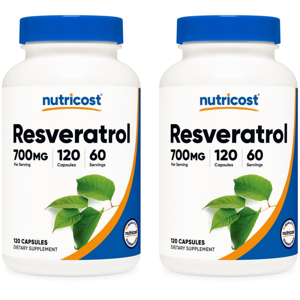 Nutricost Resveratrol 700mg; 120 Vegetable Capsules - 50% Trans-Resveratrol (2 Bottles)