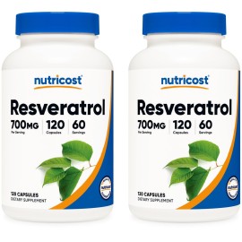 Nutricost Resveratrol 700mg; 120 Vegetable Capsules - 50% Trans-Resveratrol (2 Bottles)