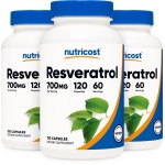 Nutricost Resveratrol 700mg; 120 Vegetable Capsules - 50% Trans-Resveratrol (3 Bottles)