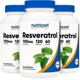 Nutricost Resveratrol 700mg; 120 Vegetable Capsules - 50% Trans-Resveratrol (3 Bottles)
