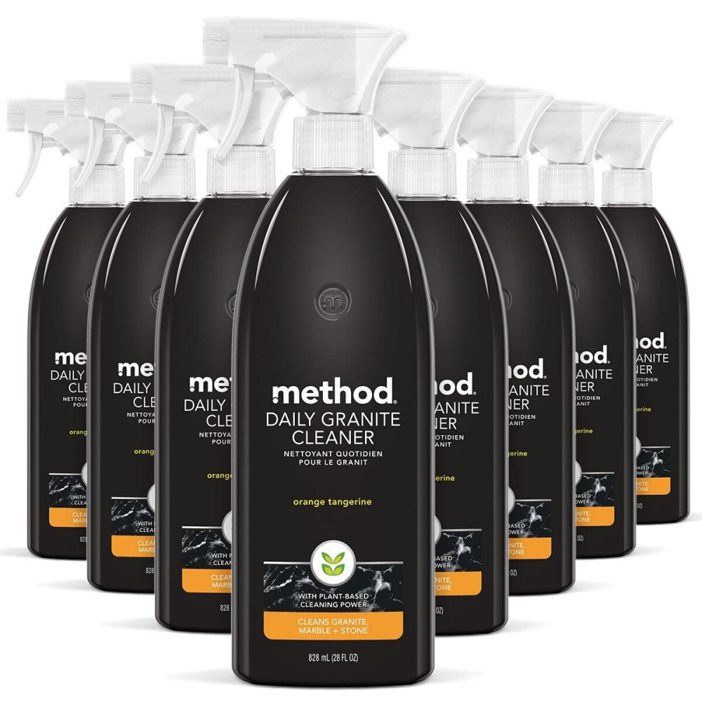 Method Daily Granite Cleaner Spray, Orange Tangerine, Cleaning Agent for Granite, Marble, and Other Sealed Stone, 28 oz Spray Bottles (Pack of 8)