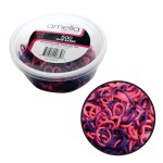 Amelia Beauty | 500 Count 1/2 Rubber Bands | Premium US Made Rubber Hair Ties | Ideal for Ponytails, Braids & Beards | Strong All Day Hold | Convenient Re-closable Container | Purple and Fuchsia Mix