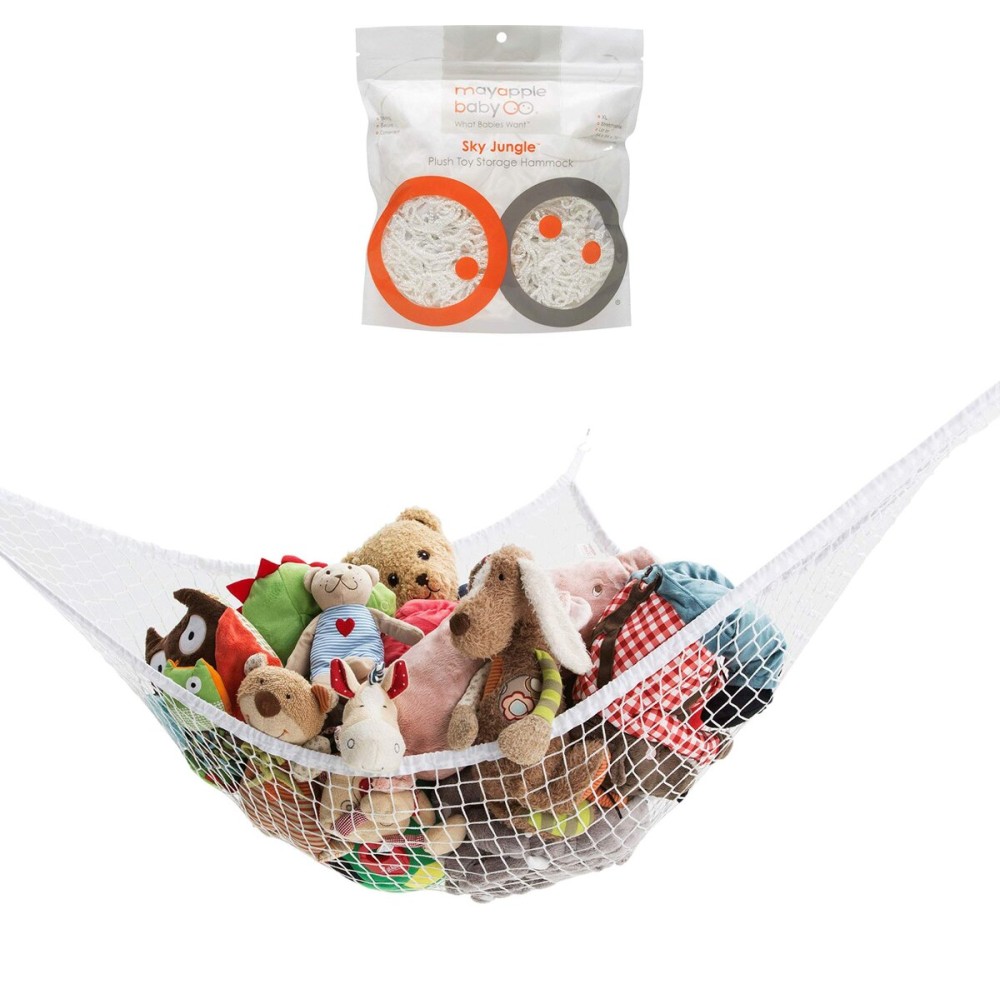 Mayapple Baby Stuffed Animal Toy Hammock, Premium Plush Toy Hanging Organizer, SKY JUNGLE, Jumbo Large Storage Mesh Pet Net,White