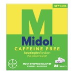 Midol, Caffeine Free, Menstrual Period Symptoms Relief Including Premenstrual Cramps, Pain, Headache, and Bloating, For Teens and Adults, Caplets, 24 Count