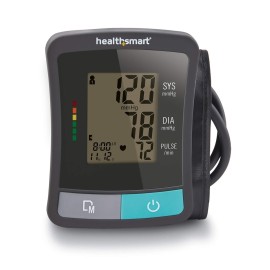 HealthSmart Digital Standard Wrist Blood Pressure Monitor with Automatic Adult Cuff That Displays Pulse Rate and Irregular Heartbeat Stores up to 60 Readings for 2 Users