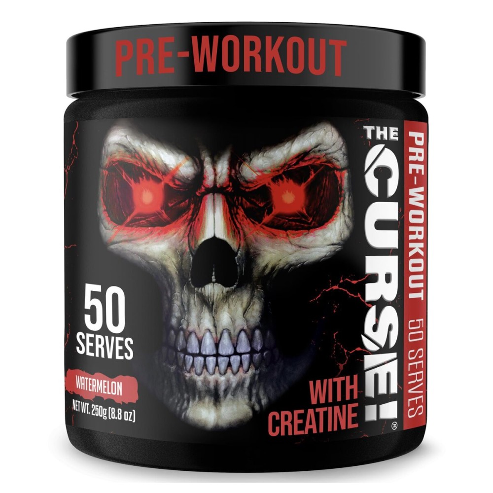 JNX SPORTS The Curse! Pre Workout Powder for Men & Women, Caffeine, Beta-Alanine, Creatine, L-Citrulline, 50 Servings, Watermelon Flavor - Boost Energy, Strength & Focus
