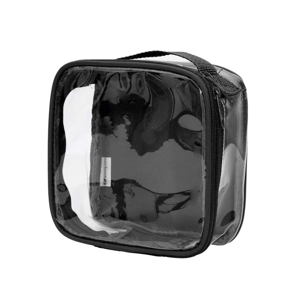 EzPacking Clear TSA Approved 3-1-1 Travel Toiletry Bag for Carry On/Quart Size Transparent Liquids Pouch for Airport Security/Reusable See Through Vinyl & PVC Plastic Organizer Men Women (Black)