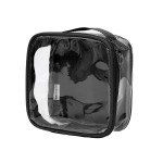 EzPacking Clear TSA Approved 3-1-1 Travel Toiletry Bag for Carry On/Quart Size Transparent Liquids Pouch for Airport Security/Reusable See Through Vinyl & PVC Plastic Organizer Men Women (Black)