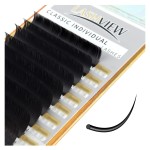 LASHVIEW D Curl 10mm Semi-Permanent Eyelash Extensions 0.20 Thickness Silk Fake Natural Thick Lashes Individual Eyelashes Silk lashes (Salon Use)