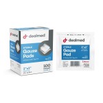 Dealmed 2 x 2 Sterile Gauze Pads (100 Count) Disposable and Individually Wrapped Medical Gauze Pads, Wound Care Product for First Aid Kit and Medical Facilities (Pack of 1)