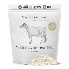 NorCal Organic Vanilla Whey Protein - 2lbs | Grass-Fed, Single-Origin Vanilla | Certified Non-GMO & American Humane from California Farms