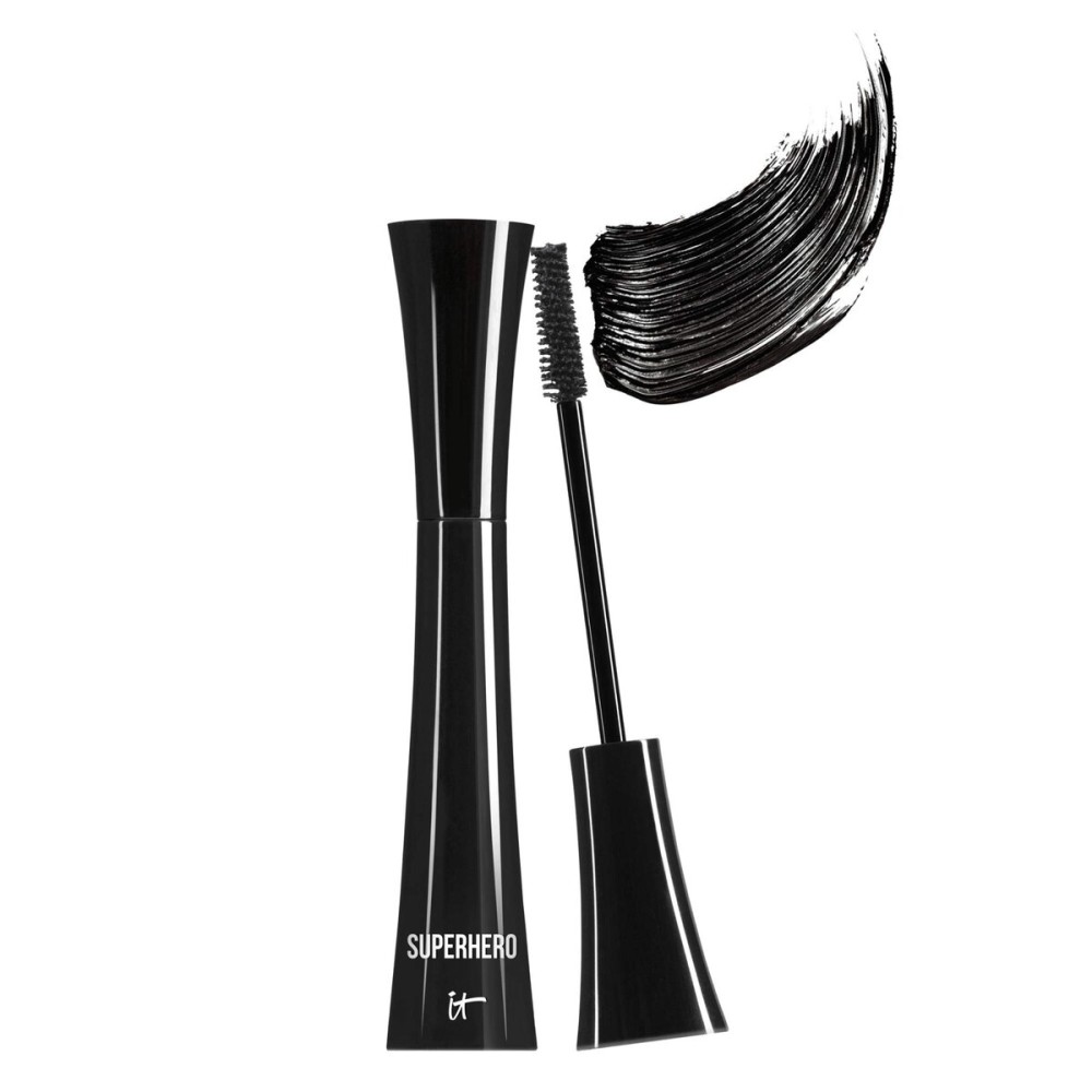 IT Cosmetics Superhero Mascara - Volumizing & Lengthening Black Mascara, Buildable Lash Volume, Collagen, Biotin, Peptides, Lifting & Curling Formula, Super Black Pigment - 0.3 fl oz