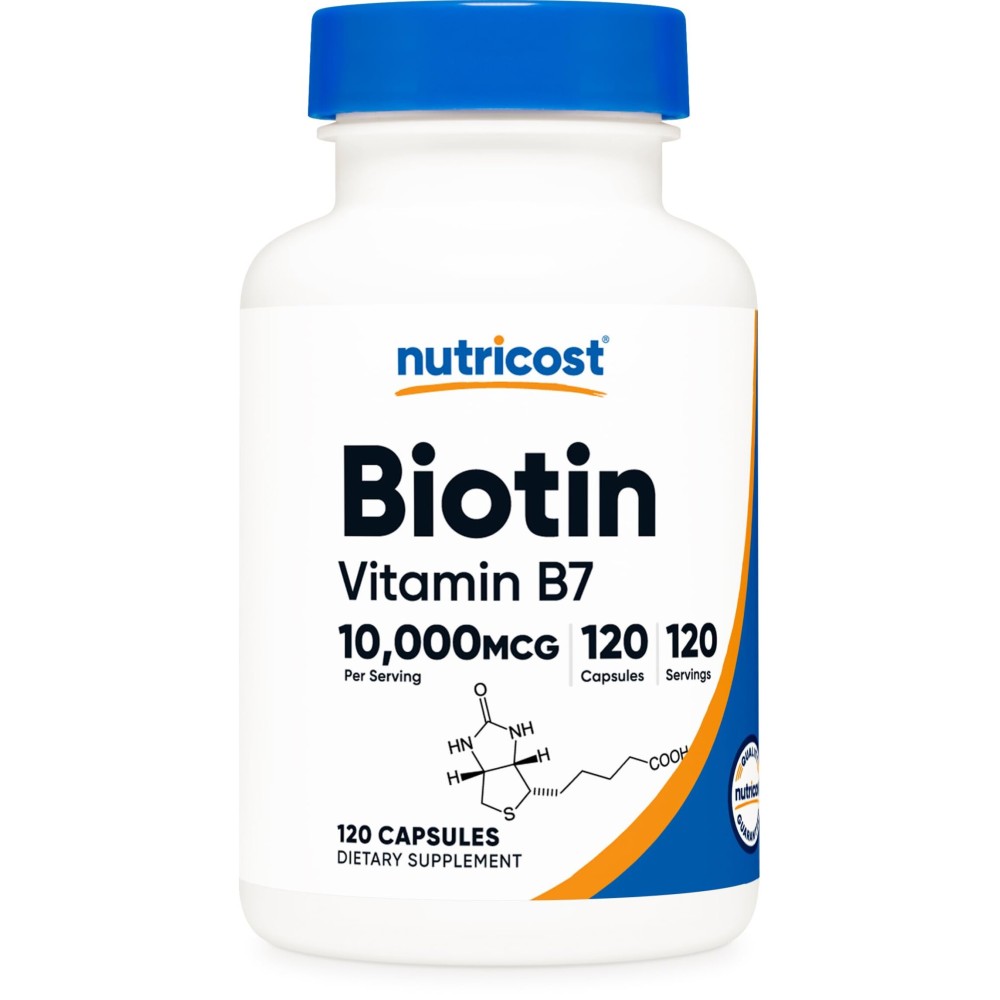Nutricost Biotin (Vitamin B7) 10,000mcg (10mg), 240 Caps (2 Bottles) - Non-GMO, Gluten Free