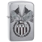 Zippo 1941 Replica Eagle & Flag Pocket Lighter, Brushed Chrome