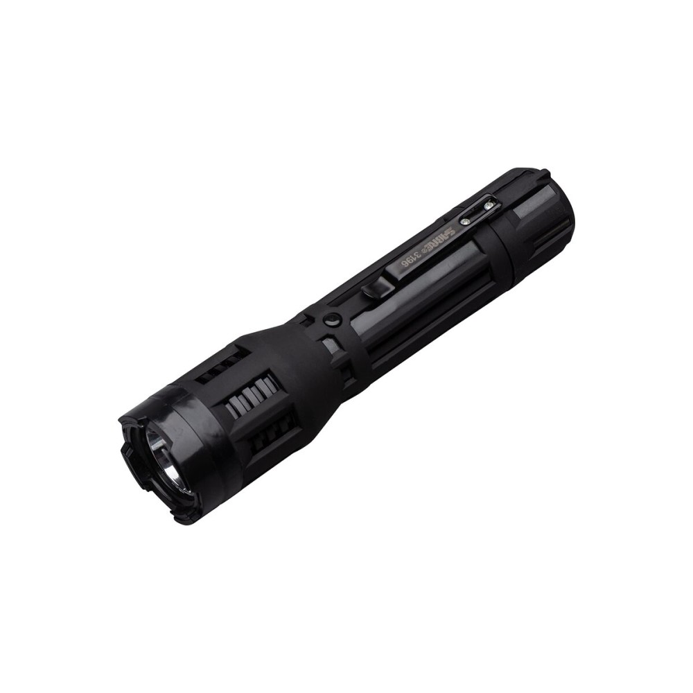 SABRE Stun Gun with LED Flashlight, Powerful Pain Inducing 1.820 C Charge, 120 Lumens, Rechargeable Battery, Safety Switch, Includes Wrist Strap and Belt Holder, Black Stun Gun, 6.3