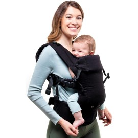 Beco Gemini Baby Carrier from Newborn to Toddler - Certified Ergonomic Newborn Baby Carrier for Infants and Children of 7-35 lbs - M Shape, Adjustable Seat, 100% Organic Cotton (Metro Black)