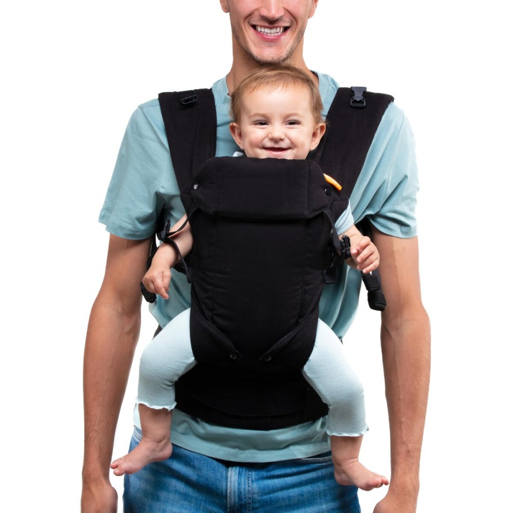 Beco Baby Carrier - Gemini Baby Carrier from Newborn to Toddler - Certified Ergonomic Newborn Baby Carrier for Infants and Children of 7-35 lbs - M Shape, Adjustable Seat, 100% Cotton (Metro Black)