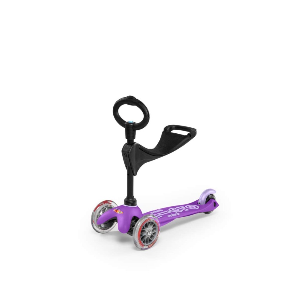 Micro Kickboard - Mini 3in1 Deluxe - Three Wheeled, Lean-to-Steer Swiss-Designed Micro Scooter for Toddlers with 3 Riding Options for Ages 1-5 (Purple)