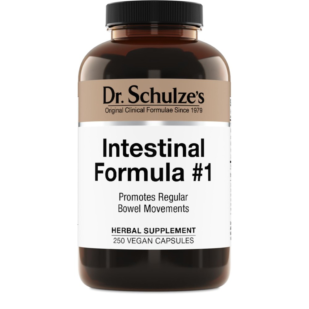 Dr. Schulze\'s Intestinal Formula 1 - Bowel Movement Supplement for Colon Health Support - Bloating & Constipation Aid - Intestinal Cleanse - All-Natural - Plant-Based - Vegan - 250 Count