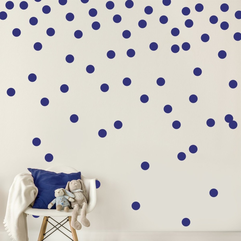 Dark Blue Navy Wall Decal Dots (200 Decals) | Easy Peel & Stick + Safe on Walls Paint | Removable Matte Vinyl Polka Dot Decor | Round Circle Art Glitter Sayings Sticker Large Paper Set Nursery Room
