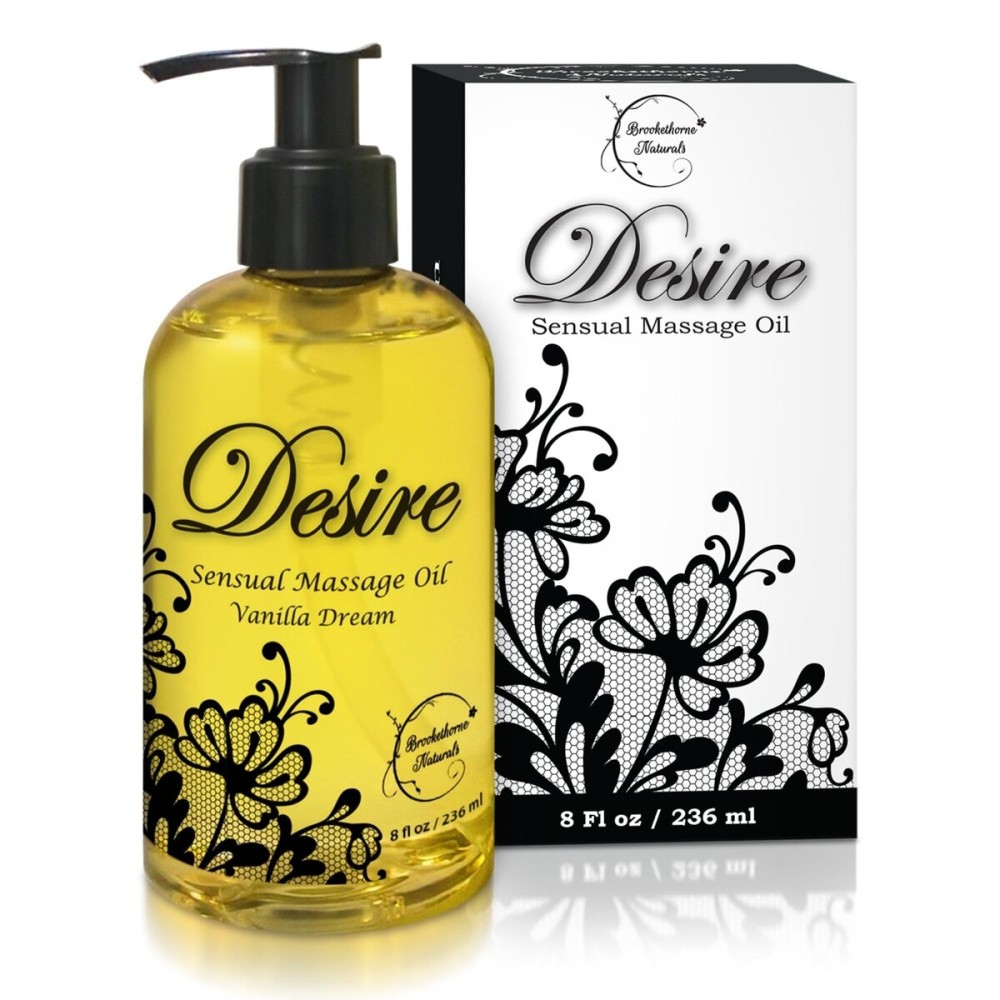 Desire Sensual Massage Oil for Date Night | Best Massage Oil for Couples | All Natural with Sweet Almond, Grapeseed & Jojoba for Smooth Glide & Moisturized Skin 8oz