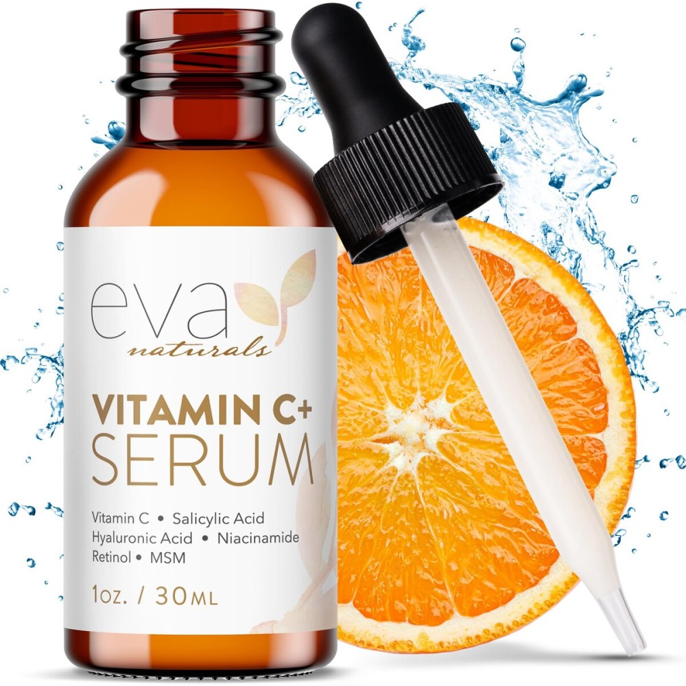 Eva Naturals Vitamin C Serum for Face - Anti Aging Dark Spot Remover with Retinol, Hyaluronic Acid, Niacinamide & Salicylic Acid - Face Serum for Women for Clear, Smooth, Radiant Skin