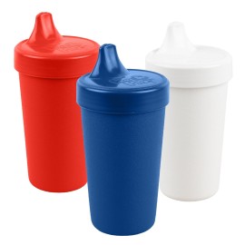 Re-Play Spill-Proof Sippy Cups for Toddlers - Kids Reusable 10 Oz Set of 3, Dishwasher & Microwave Safe, Made in USA, Patriotic