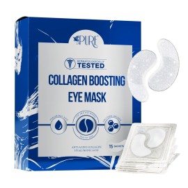 LA PURE Collagen Boosting Eye Mask Patches Under Eye Patches for Puffy Eyes Hyaluronic Acid Dark Circles Bags Lines Anti Wrinkles Anti Aging Hydrating Moisturizing Brightening Eye Gels 15ct