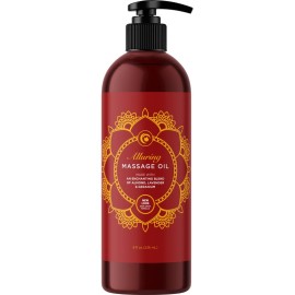 Relaxing Massage Oil for Massage Therapy - Aromatherapy Full Body Massage Oil with Enchanting Lavender Ylang Ylang Orange and Geranium Essential Oils - Naturally Scented Vegan Non GMO & Gluten Free