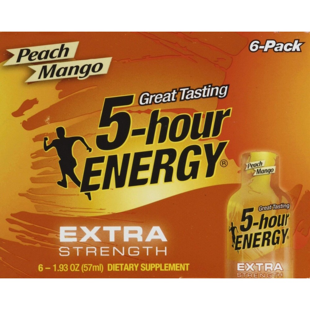 5 Hour Energy Extra Strength Drink Shot, Peach/Mango, 6 Count