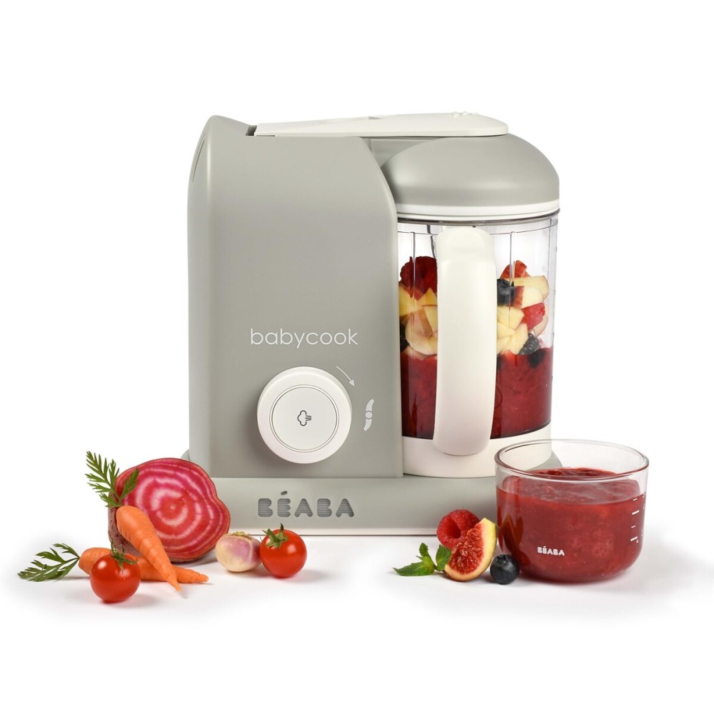BEABA Babycook Solo 4 in 1 Baby Food Maker, Baby Food Processor, Steam Cook + Blend, Lrg Capacity 4.5 Cups 27 Servings in 20 Mins, Cook Healthy Baby Food at Home, Dishwasher Safe, Cloud
