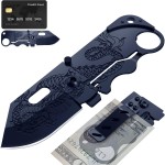Grand Way Pocket Knife - 2.36 Folding Sharp Blade with Money Clip - Unique Small Knife with Engraved Dragon Blade - Credit Card Holder for EDC- Birthday Gifts Ideas for Men & Women 6682