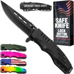 Safety Lock Pocket Knife - 3.4-inch Sharp Blade - Folding Tactical with Aluminum Handle - Ideal Tool for EDC Camping Hunting Survival Hiking - Food Processing Knives - Birthday Gifts for Men 6681