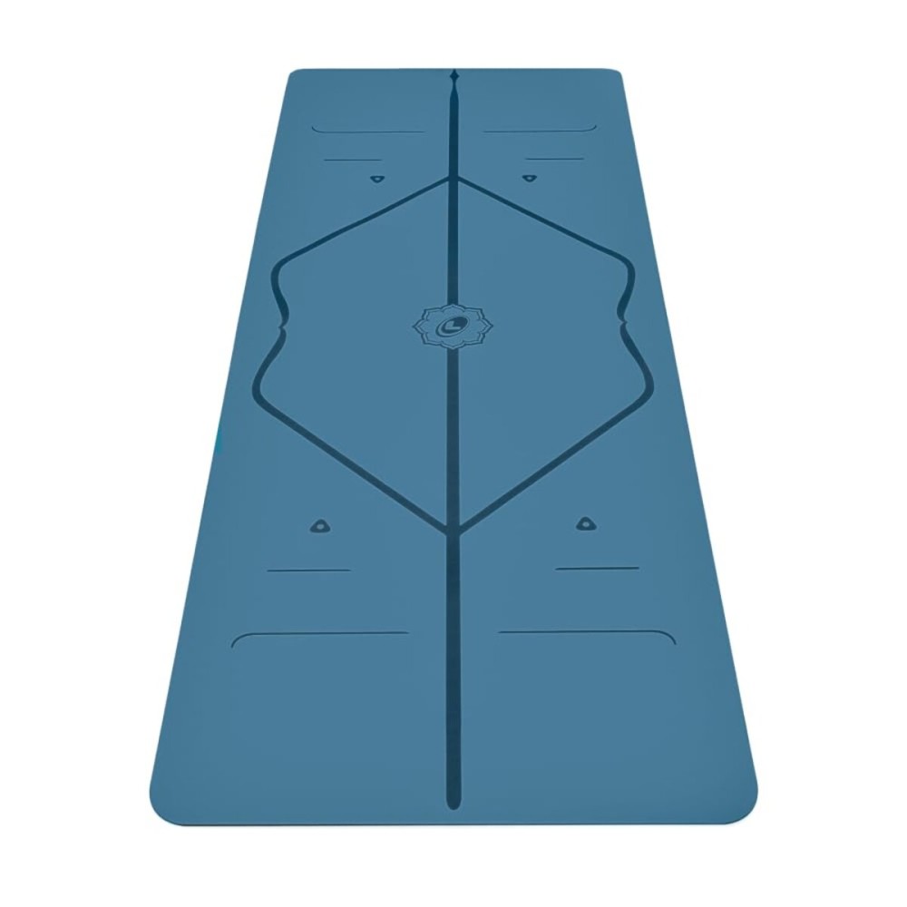 Liforme Original Yoga Mat - Free Yoga Bag Included - Patented Alignment System, Warrior-like Grip, Non-slip, Eco-friendly, sweat-resistant, 4.2mm thick mat for comfort - Blue