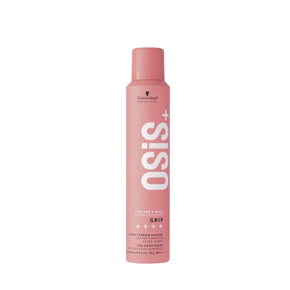 OSiS+ Grip Extreme Hold Mousse - Extra Strong Control and Volume with Lasting Definition and Natural Shine - Volumizing, Vegan Formula with Heat Protection, 6.76 oz